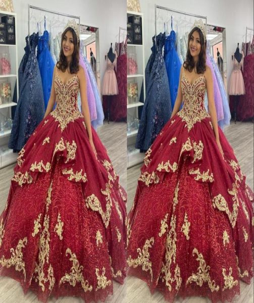 

gorgeous gold embroidery burgundy 2022 ball gown quinceanera dresses sweetheart pearls beaded applique tulle sweet 15 16 charra pr5949358, Blue;red