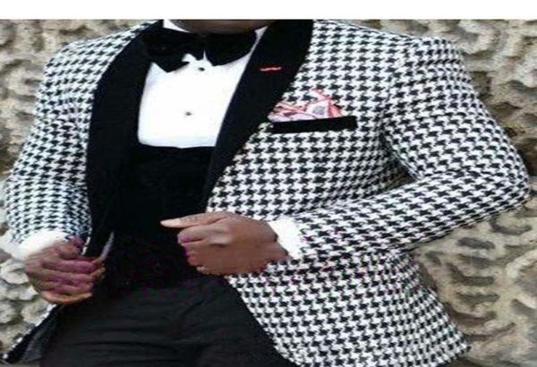 

houndstooth groom outfit tuxedos peak lapel men wedding tuxedo fashion men jacket blazer young prom dinner party suitjacketpants2147950, Black;gray