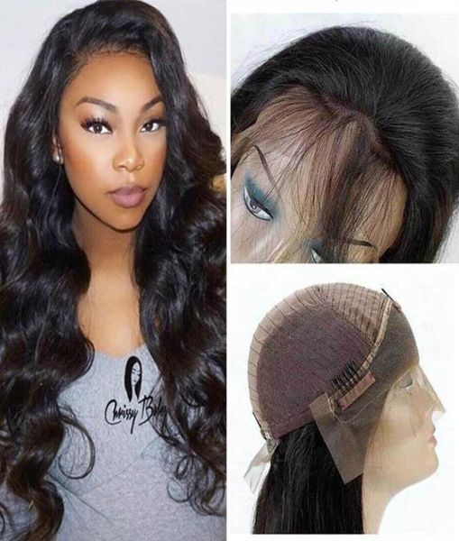 

pre plucked body wave lace front wigs with baby hair unprocessed brazilian peruvian malaysian virgin human hair weave wigs natural3767265, Black