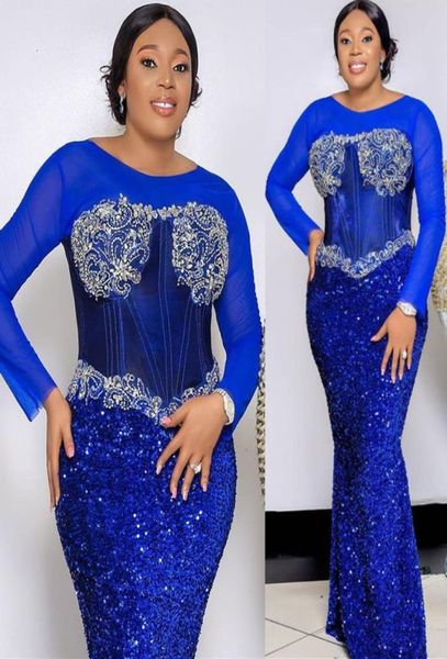 

2022 plus size arabic aso ebi royal blue mermaid prom dresses beaded crystals evening formal party second reception birthday bride6276040, Black