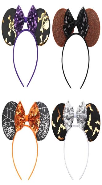 

halloween funny mouse ears hairband with sequin for girls bowknot handmade satin headband festival party kids hair accessories fj76244265, Slivery;white