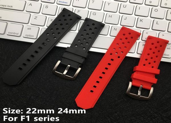 

common using 22mm 24mm soft nature rubber watchband silicone watch band for tag strap for heuer belts f1 series men039s bracele5342271, Black;brown