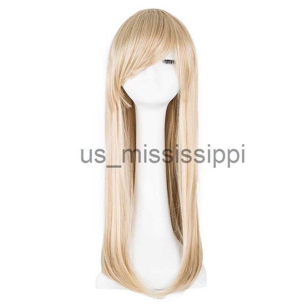 

cosplay wigs feishow long wavy wig synthetic heat resistant inclined fringe bangs blonde hair costume peruca party salon women hairpiece x06, Black
