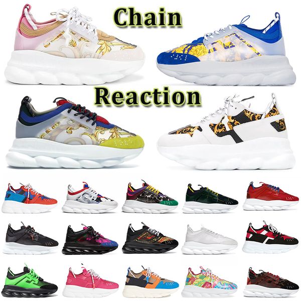 

luxury italy shoes platform chain reaction designer sneakers womens mens black white multi-color suede bluette gold twill fluo tan luxury me