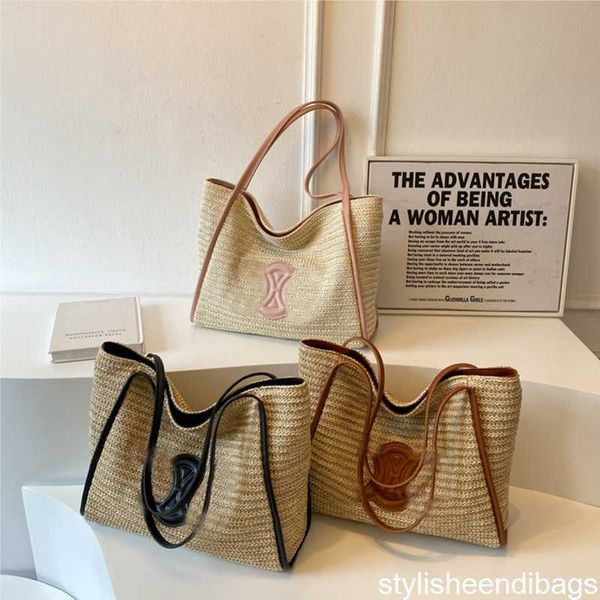 

summer woven bag women 2023 new vintage single shoulder tote bag fashion all-in-one large capacity underarm straw bag casual handbag shoppin