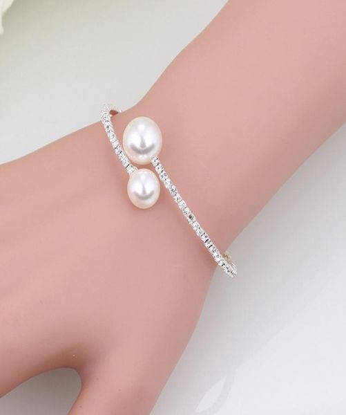 

bridal necklace and bracelets accessories bridal jewelry sets rhinestone formal bangles cuffs favors7477143, White