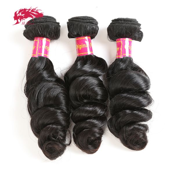 

lace s ali queen virgin human hair bundles loose wave brazilian one donor weave double drawn natural color bleachable 230629, Black;brown