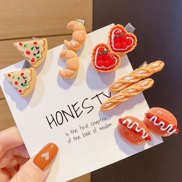 

fashion blogger designer jewelry cute duck bill clip side bangs pizza dog bun net red hair card accessories barrettes hair wholesale fj13, Golden;silver