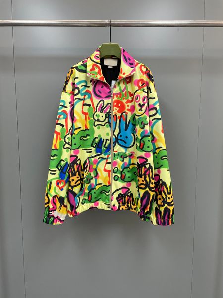 

luxury designer jacket stylish doodle style print design us size loose version of mens jacket, Black;brown