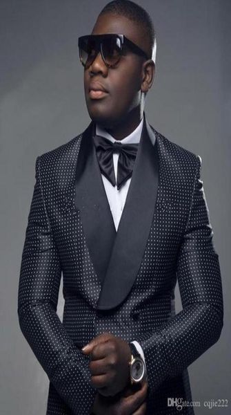 

new fashionable groom tuxedos groomsmen black polka dot shawl lapel man suit wedding men039s blazer suits jackettie 5963676637, Black;gray