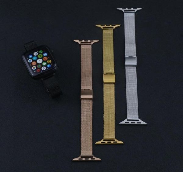 

watch bands slim stainless steel mesh band for smart watches milanese strap 3840 4244 mm2506656, Black;brown