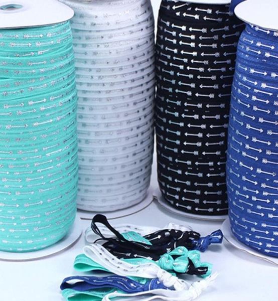 

58quot silver foil arrows foe fold over elastic arrow printed ribbon for diy hair ties accessory welcome custom designs5547879, Slivery;white