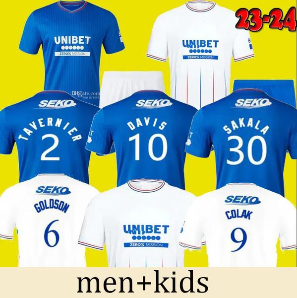

23 24 rangerss soccer jerseys glasgow 2023 2024 kids football kits 150th legendary version defoe barker morelos men kids training football s, Black;yellow