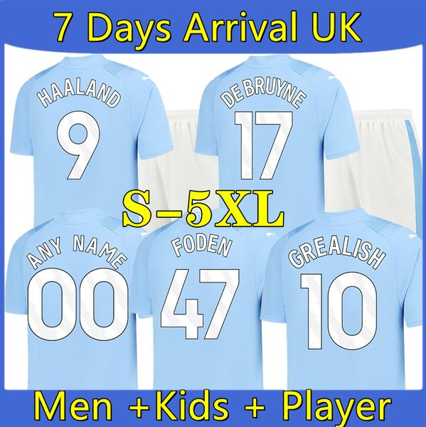

s-5xl haaland soccer jerseys player version sterling grealishmans mans cities mahrez fans de bruyne foden 2023 24 football shirt kids kit s, Black;yellow