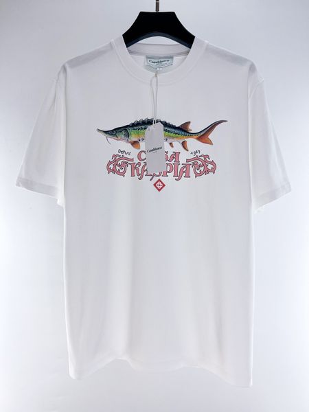 

2023 mens luxury designer shirts t shirt man shirt tshirts woman tee 30 color styles fish pattern short sleeve hip hop womens casual men sho, White;black