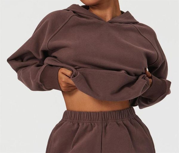 

lu yoga clothing outdoor fashion designer pullover hoodie loose sports luxury sweatshirt autumn and winter warm pocket longsleeve6113059