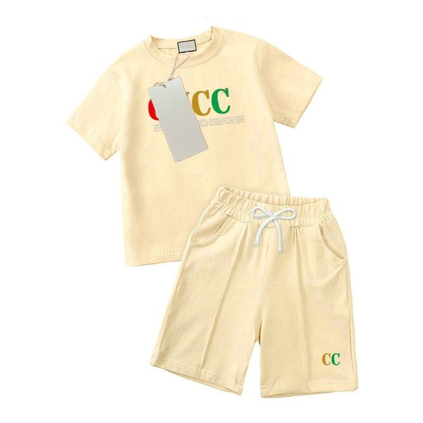 

new designer kids clothing sets classic brand baby boys and girls clothes suits fashion letter short sleeve suit childrens clothes 2 colors, White