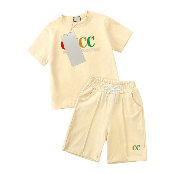 

New Designer Kids Clothing Sets Classic Brand Baby Boys and Girls Clothes Suits Fashion Letter Short sleeve suit Childrens Clothes 2 Colors High Quality AAA, #1