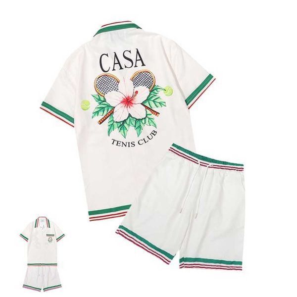 

casablanc-s 22ss designer men t shirt set masao san print mens casual and short womens loose silk tees transportation tshirt size m--3xl 7t3, White;black