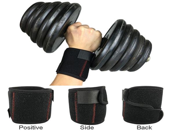 

1 pair adjustable wrist band wrap bandage wristband gym thumb brace strap weight lifting exercise wrist support wraps band wholesa2640785, Black;red