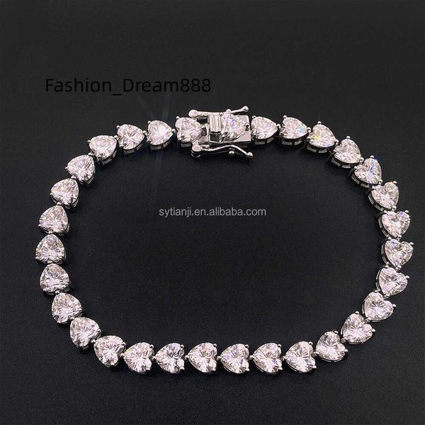 

fine jewelry heart shape 4mm 5mm s925 silver tennis chain moissanite hiphop bracelet