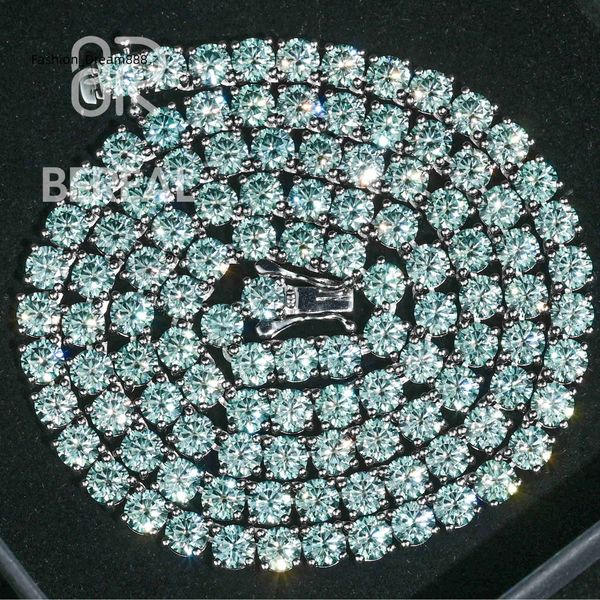 

factory direct sale gra certificate rare blue moissanite tennis chain 925 silver white gold 5mm 6.5mm tennis bracelet necklace