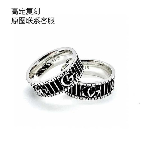 

2023 gujia 925 silver g stereoscopic old made double dwelling stripe ring same style for couples