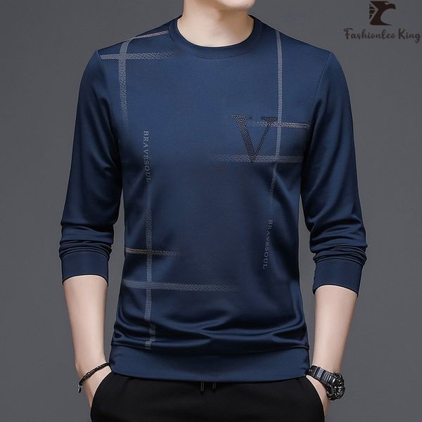 

men s polos spring autumn korean style printed sweater long sleeve t shirt round neck casual pullover sweatshirt 230629, White;black