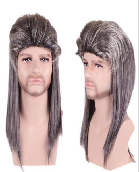 

zhifan cosplay wigs for men cosplay wigs fluffy men wigs dark hair for halloween party cos costume5853543, Black