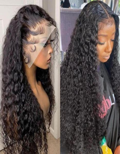 

lace wigs kinky curly human hair wig loose deep wave hd transparent frontal for women natura brazilian75517939419651, Black;brown