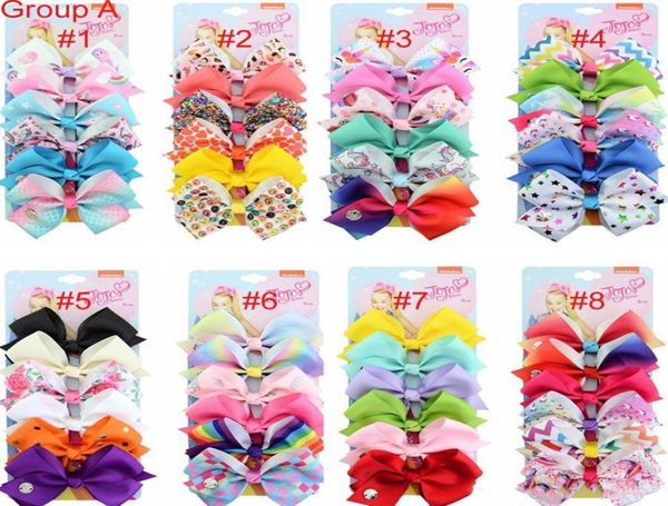 

dhl 156 colors designer ins 5quot bow girl colorful print barrettes accessories rainbow kids unicorn party hair clipper2685173, Slivery;white