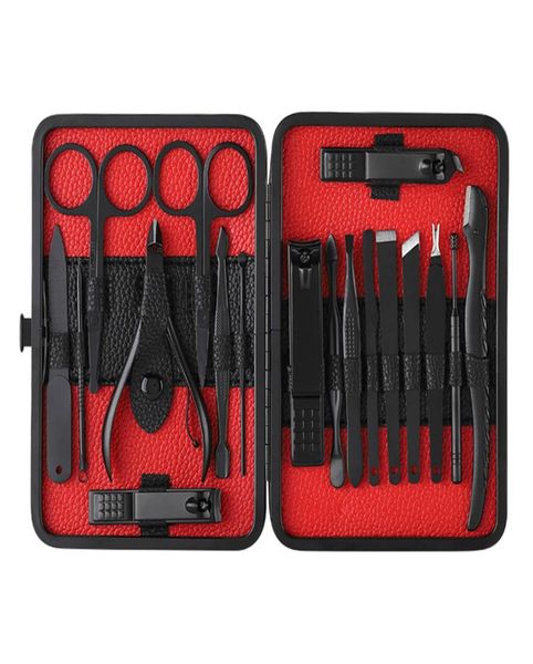 

18pcs pro pedicure manicure tool kit nail clippers set nail file trimmer eyebrow shaving nose trimming tool for care4565140