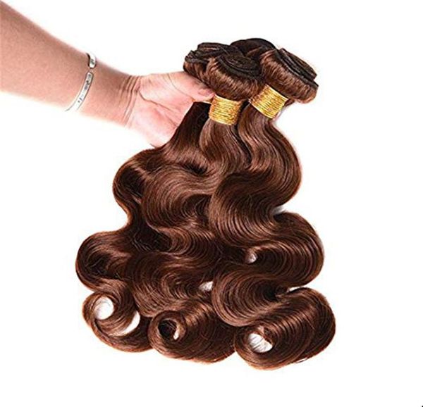 

8a brazilian remy unprocessed human hair bundles 3 bundles with closure light brown 4 body wave human hair extension weave5144668, Black;brown