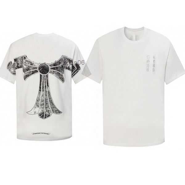 

chromes mens summer tshirts designer heart chromees hearts tee horseshoe sanskrit cross print short sleeves tees leisure sports fashion ne y, White;black