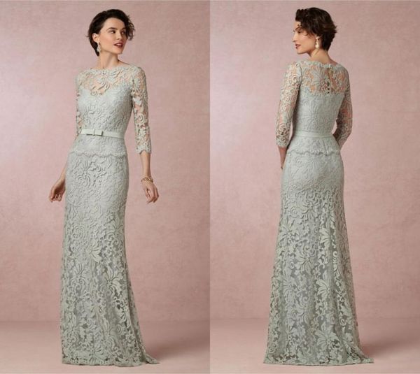 

sage mint lace mother of the bride dresses bateau neck long sleeves peplum special occasion royal blue evening gowns4810445, Black;red