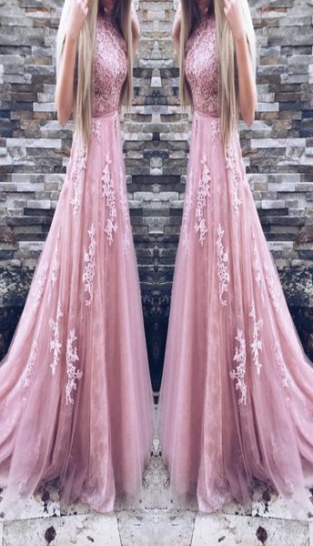 

vintage pink tulle prom dress with lace appliques jewel neck sash short sleeve formal evening dress glamorous aline sweep train p4817189, Black