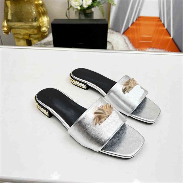 

designer women sandals la medusa slides fashion summer leather platform sandal flat shoe shoes luxury dfxcv, Black