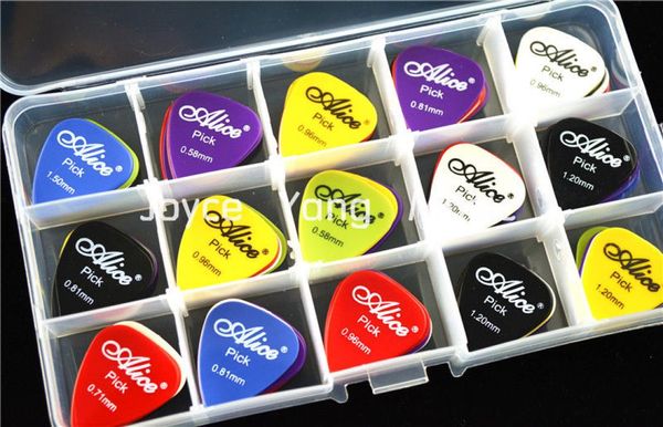 

lots of 100pcs alice smooth nylon acoustic electric guitar picks plectrums1 large plastic picks holder case box6137719