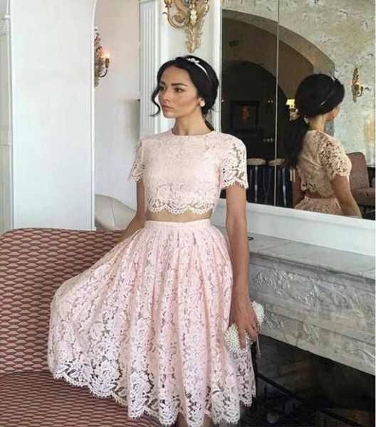 

real picture african styles arabic short homecoming dresses two pieces full lace formal dresses for party evening gowns sell8628482, Blue;pink