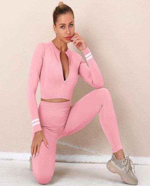 

yoga outfit women set sports suit 2 pieces gym clothing seamless leggings sport crop fitness female tracksuit tights8301670