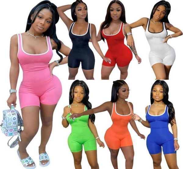 

women yoga shorts romper jumpsuit one piece sleeveless bodycon bodysuit pajama fitness for workout yoga gym club clothes18451401, White;red