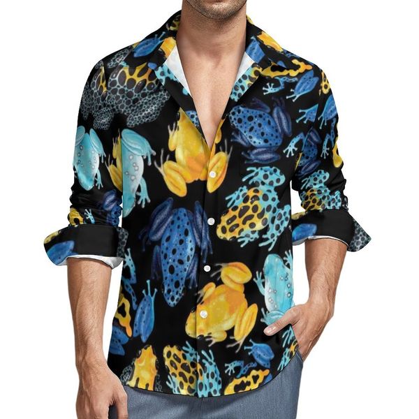 

men s dress shirts tropical frogs shirt men frog funny wildlife designs casual stylish graphic blouses long sleeve trending oversize 230629, White;black