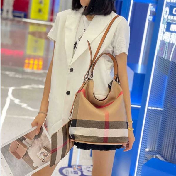 

minority color contrast canvas bucket bag women's spring large capacity bag new women's bag single shoulder bag messenger bag