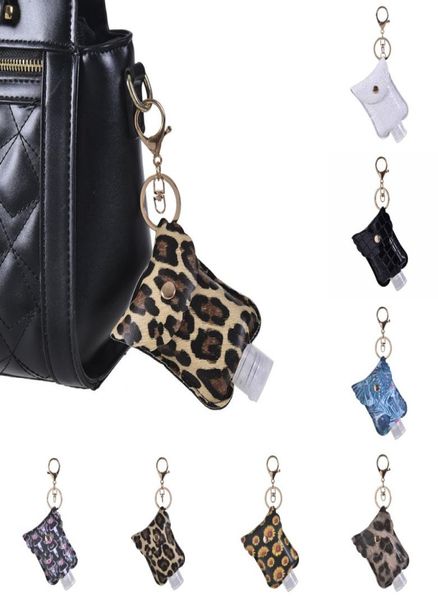 

2020 new neoprene leopard printing keychains hand sanitizer bottle 30ml portable mini bottles holders keyrings party favor keychai1859749