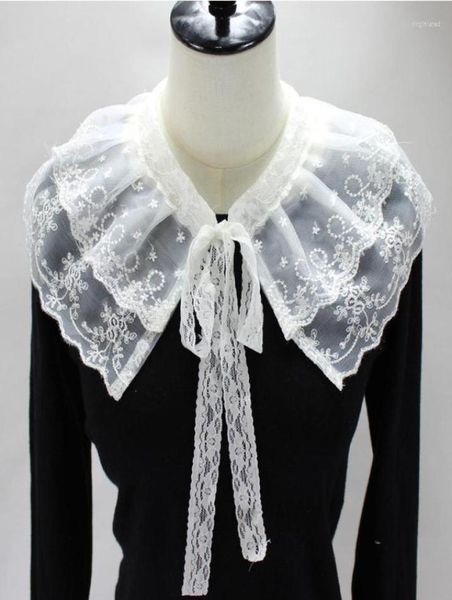 

bow ties 2022 lace floral hollow fake collars shirt blouse detachable collar for women neck shawl wrap false ladies sweater decor8044996, Black;gray