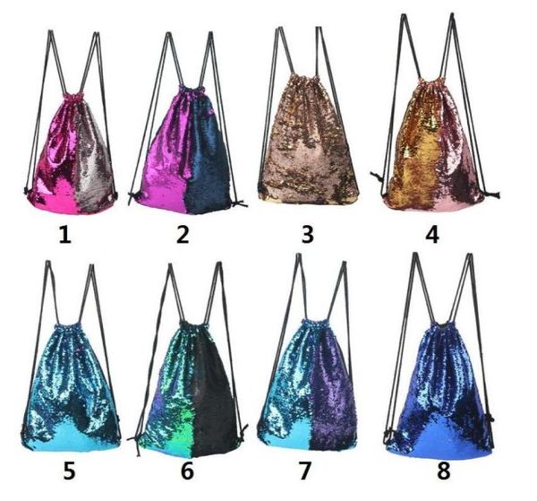 

fashion mermaid sequin backpack sequins drawstring bags reversible paillette travel backpack glitter shoulder bags travel bag5476388