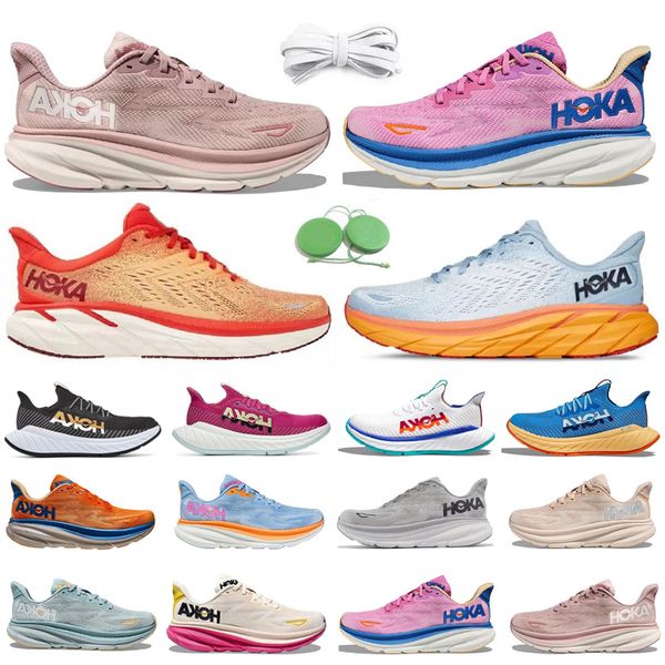 

hoka one one clifton 9 bondi 8 mens running shoes hokas sneaker carbon x3 peach whip cyclamen sweet lilac shifting sand coastal sky men wome