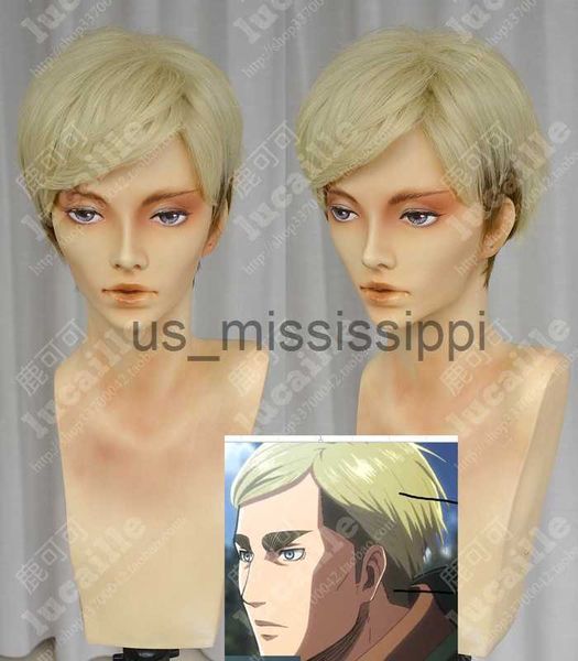 

cosplay wigs attack on titan erwin smith short light blonde ombre cos hair heat resistance cosplay costume wig track cap x0630, Black
