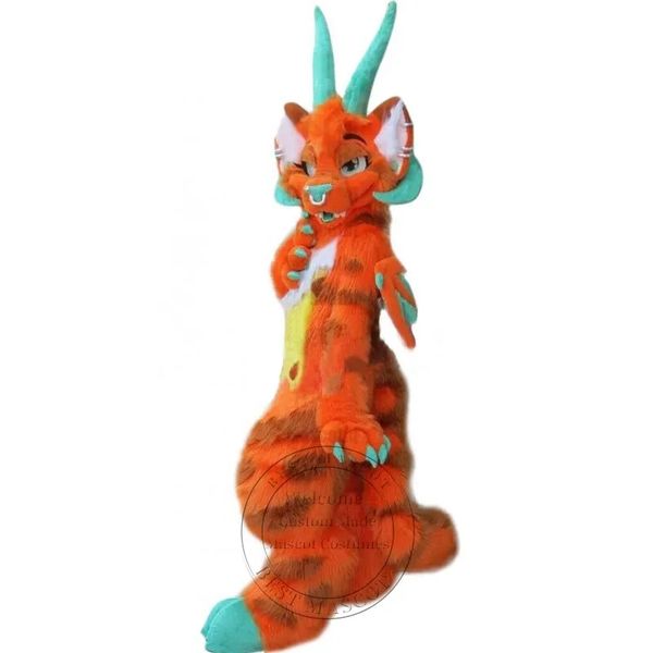 

orange dragon mascot costume carnival performance apparel full body props outfit, Red;yellow