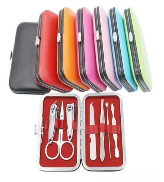 

7 pcs nail clippers kit scissors tweezer knife ear pick utility manicure set tools random colors ak0747911502